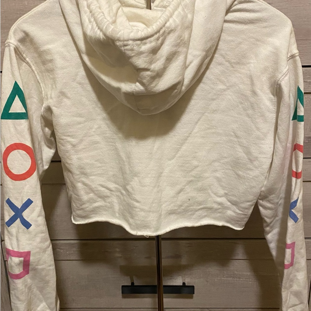 Sony PlayStation Women’s Crop Top White Hoodie - Picture 2 of 3